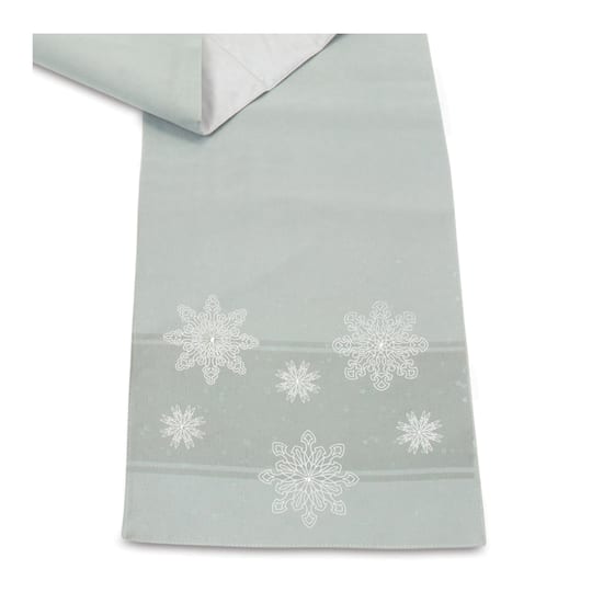 72" Embroidered Snowflake Table Runner